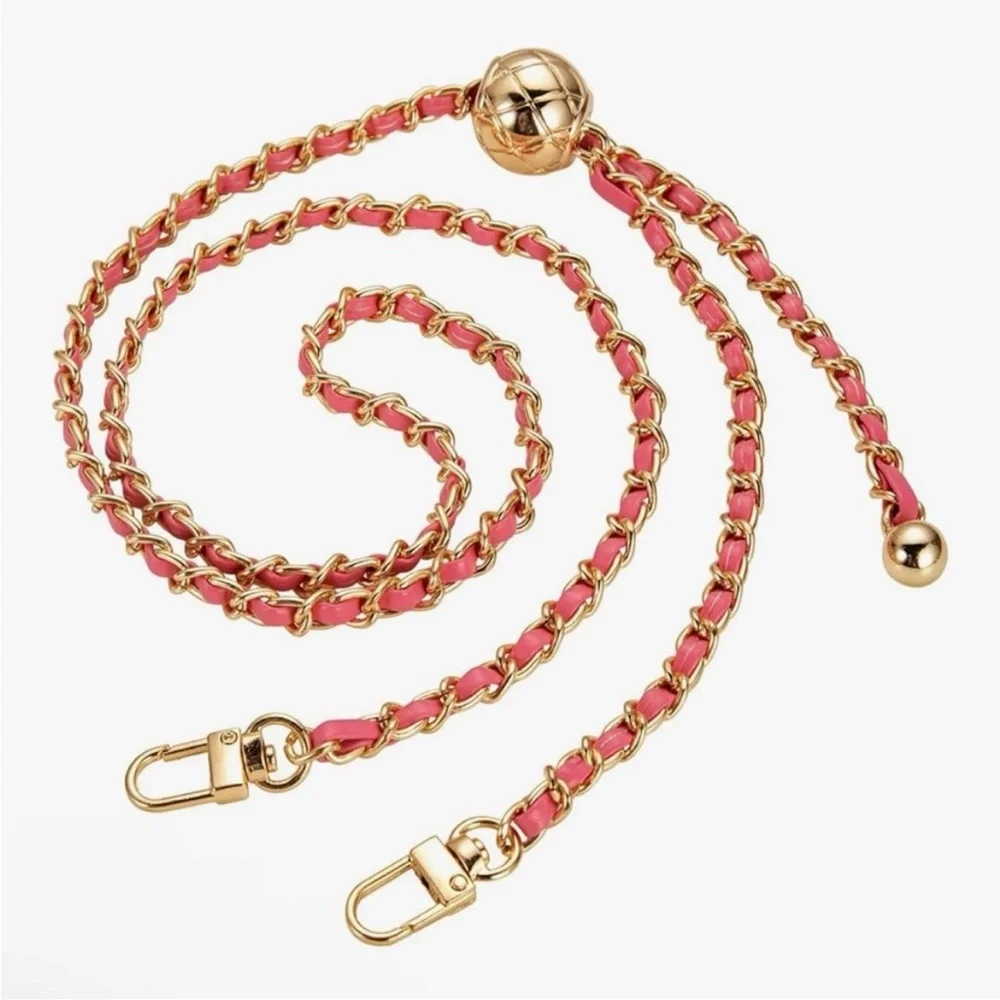 Pink leather and Gold Adjustable Chain for crossbody purse! New